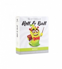Стимулирующий презерватив с шариками Roll & Ball с ароматом яблока (1 шт)