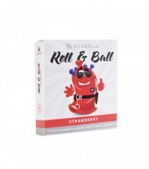 Стимулирующий презерватив с шариками Roll & Ball с ароматом клубники (1 шт)