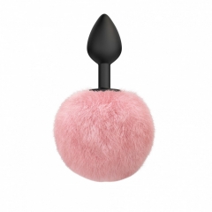 Анальная пробка с розовым хвостиком Emotions Fluffy Pink